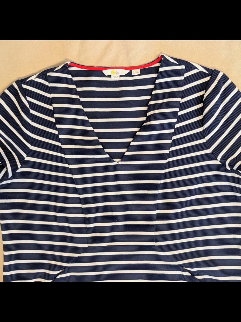 Boden Striped Ponte Knit Shift Dress | Navy Cream | EUC | 16/18R - Picture 6 of 7